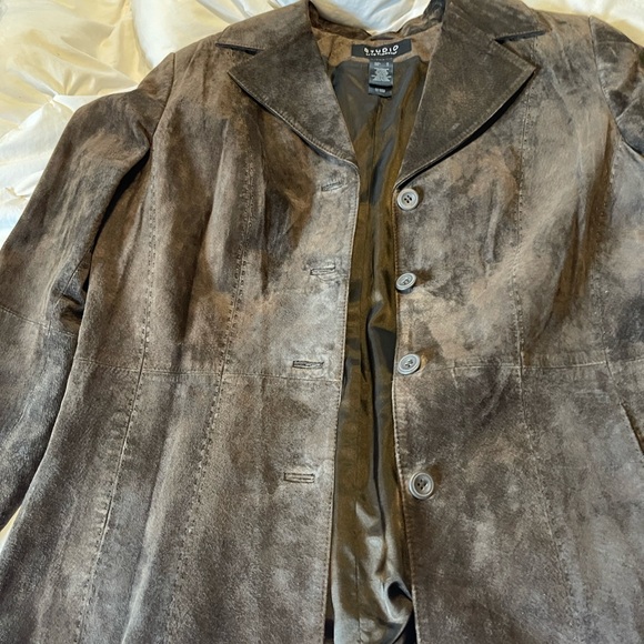 Liz Clairborne vintage 100% suede rich brown lined blazer jacket in size large - Picture 6 of 9